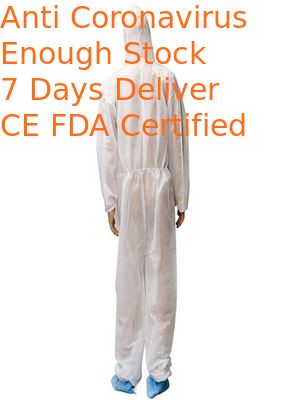 Non Toxic Hooded Throw Away Overalls Anti Spray For Healthcare Setting