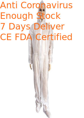 Non Toxic Hooded Throw Away Overalls Anti Spray For Healthcare Setting